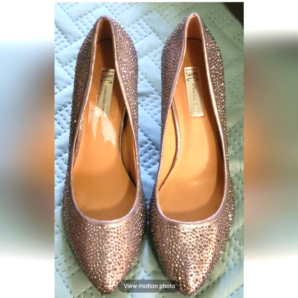 INC Womens Silver Blingy Sparkly Heels Shoes 10 Medium (M)